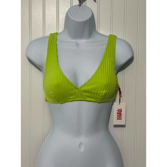 Solid & Striped Beverly Bikini Swim Top Chartreuse Rib Neon Green Medium - Picture 10 of 10